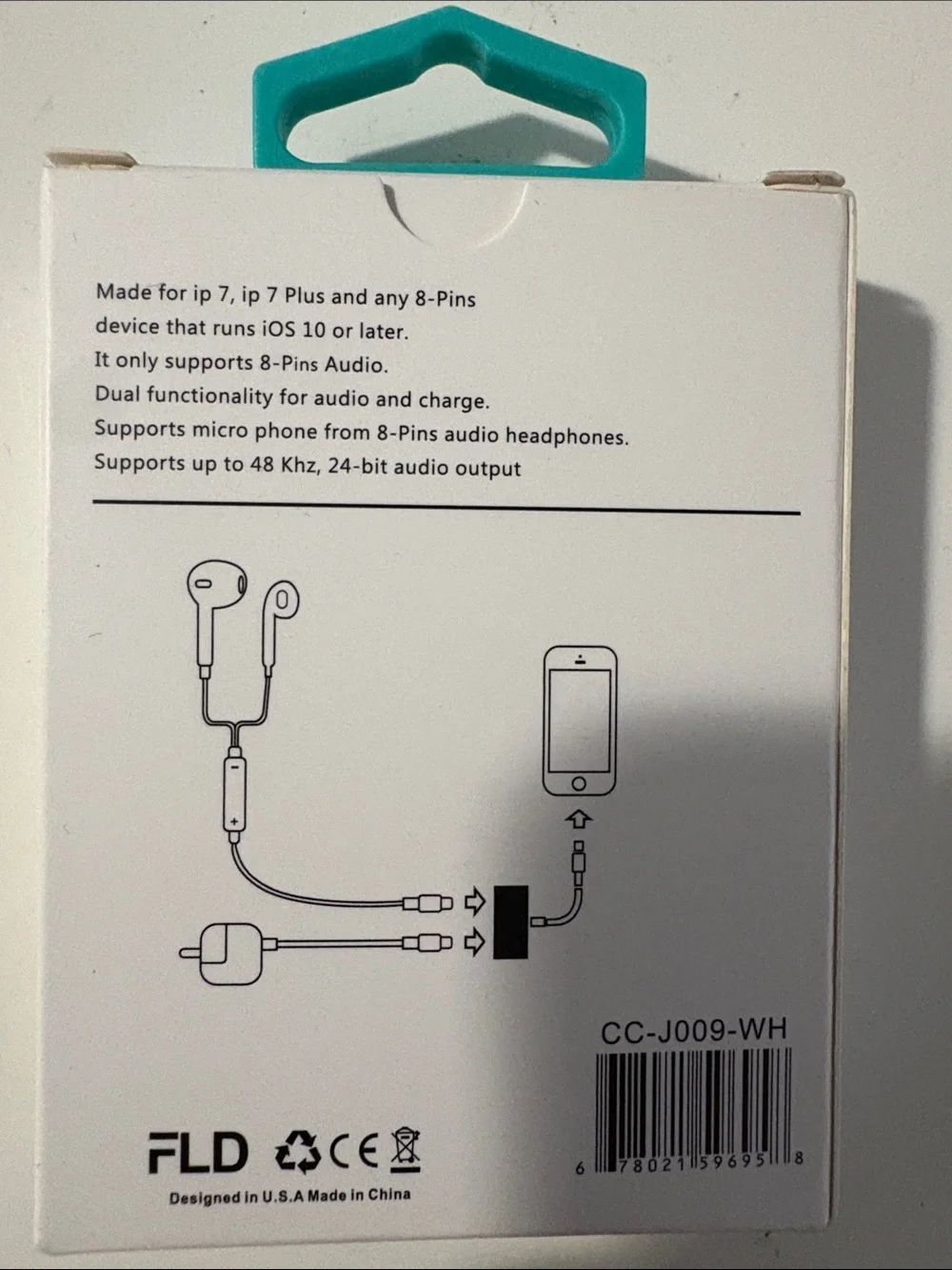 Dual 8-Pin Audio & Charger Adapter - White